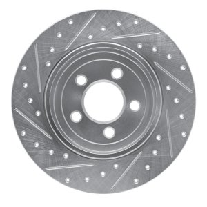 Chrysler 300 Brake Rotor (1) - Rear Right - R1 Concepts - Drilled & Slotted - Silver - `05-`23